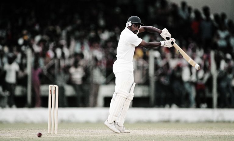 BRIDGETOWN, BARBADOS - MARCH 14: England batsman Roland Butcher in action during his Test debut , the 3rd Test Match between West Indies and England at Bridgetown, Barbados on March 14, 1981. (Photo by Murrell/Allsport/Getty Images)
