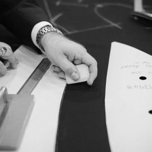 Chalking Bespoke Patterns onto Cloth at Cad & The Dandy's Savile Row Workshop